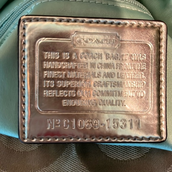 Coach Poppy Rare 15311 signature C Tan & Gold Op Art Graffiti vinyl & Bling - Picture 13 of 17